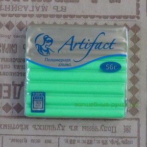 354 Полимерная глина "Артефакт" брус 56 гр. флуоресцентный Зеленый фото 1 — волшебные-ручки.рф