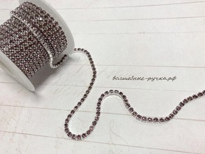 Цепь стразовая SS12 3 мм серебро, аметист светлый, 1 м фото 1 — волшебные-ручки.рф