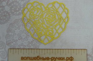 Вырубка Сердце с розами золотой фото 1 — волшебные-ручки.рф
