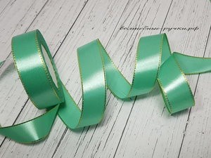 Лента атласная с люрексом 2,5 см тиффани/золото №054 1 м фото 1 — волшебные-ручки.рф