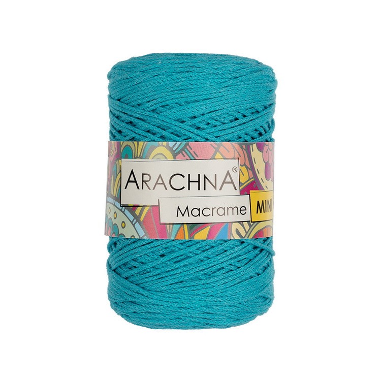 Пряжа ARACHNA "Macrame Mini" 80% хлопок, 20%полиэстер 3 мм 250 г 230 м №13 бирюзовый фото 1 — волшебные-ручки.рф