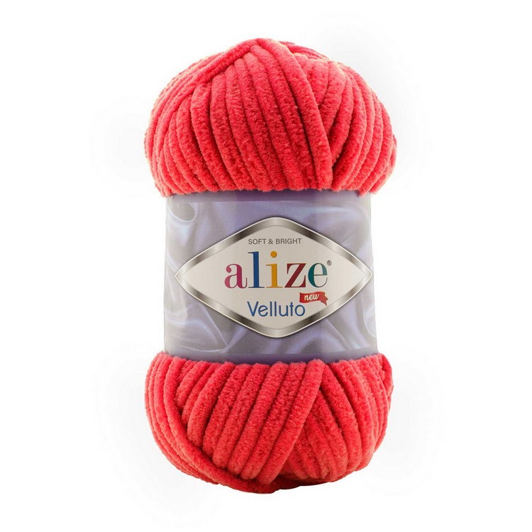 Пряжа Alize "Velluto" 100гр. 68м. (100% микрополиэстер) (красный №56 ) фото 1 — волшебные-ручки.рф