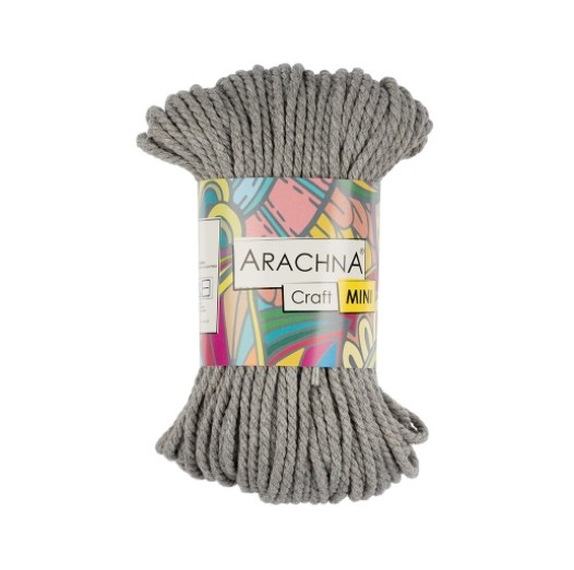 Пряжа ARACHNA "Craft Mini" 75% хлопок, 25% фибра 94.1 г 30.48 м №06 серый фото 1 — волшебные-ручки.рф