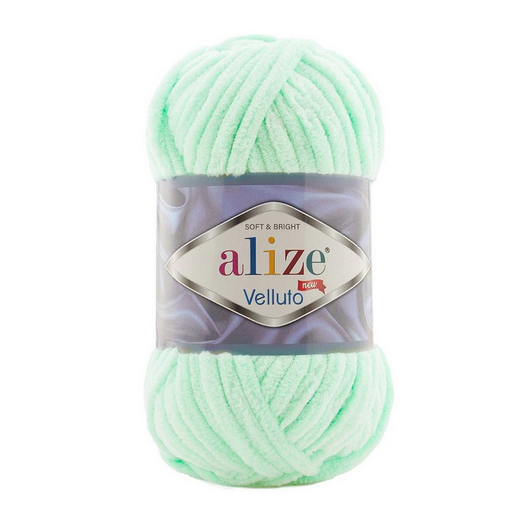 Пряжа Alize "Velluto" 100гр. 68м. (100% микрополиэстер) (мята №464) фото 1 — волшебные-ручки.рф
