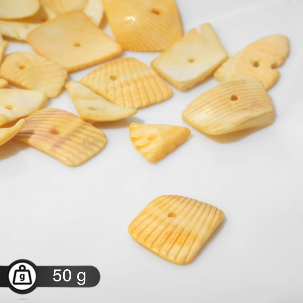 Бусины "Ракушка", 50г, цвет жёлтый фото 1 — волшебные-ручки.рф