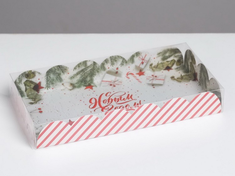 Коробка с PVC крышкой «С Новым годом!», 10.5 × 21 × 3 см 5128790 фото 1 — волшебные-ручки.рф