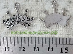 Кулон-Сеттинг Корона под Стразы 21х24х2мм, Античное Серебро фото 1 — волшебные-ручки.рф