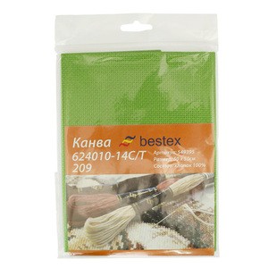 Канва 624010-14C/T, 50*50см 209 зеленый Bestex — волшебные-ручки.рф