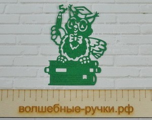 Вырубка Сова Пять с плюсом зеленый фото 1 — волшебные-ручки.рф