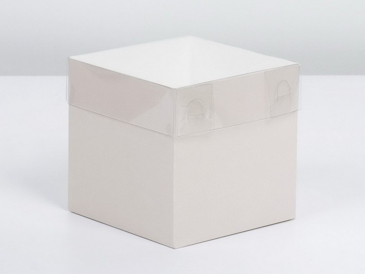 Коробка для цветов с PVC крышкой, бежевая 12 х 12 х 12 см 7081451 фото 1 — волшебные-ручки.рф